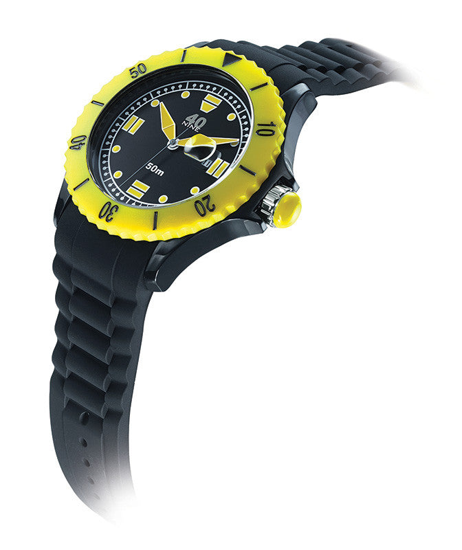 40Nine Extra Large 50mm Black & Yellow Watch