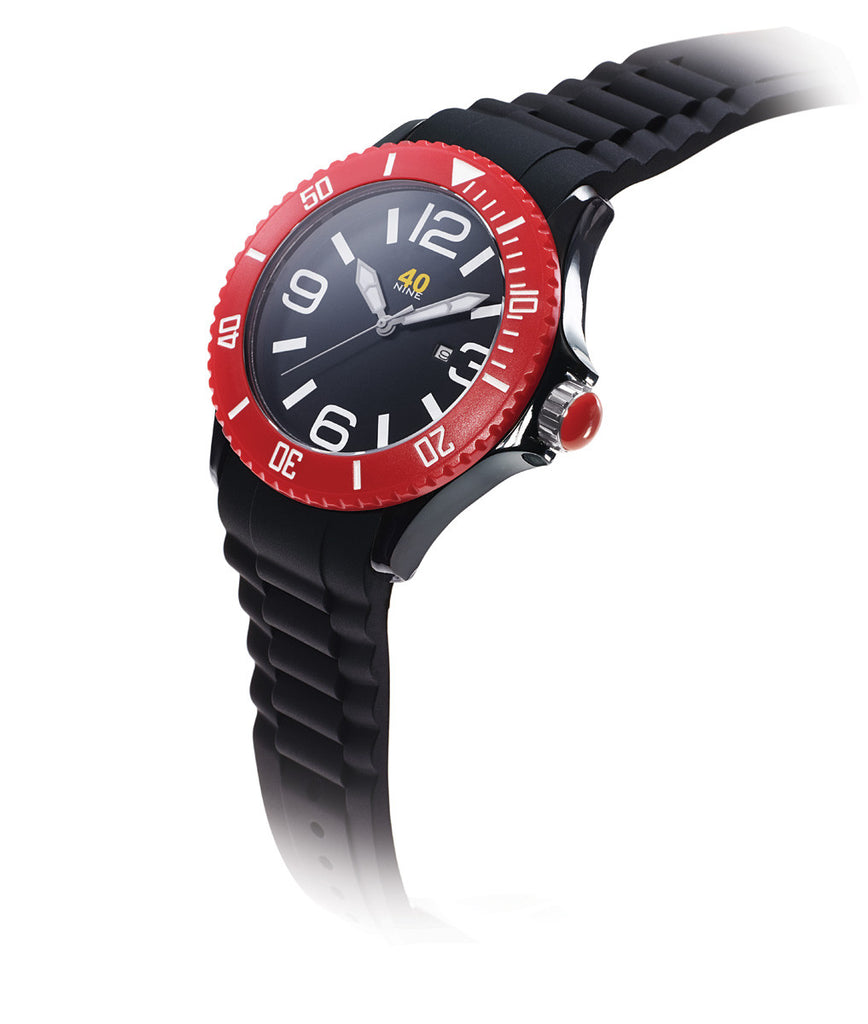 40Nine Extra Large 50mm Black & Red Watch